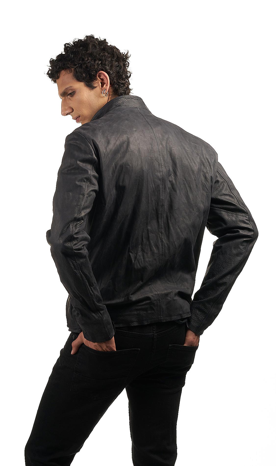 DANIELE BASTA LEATHER AND SILVER JACKET 